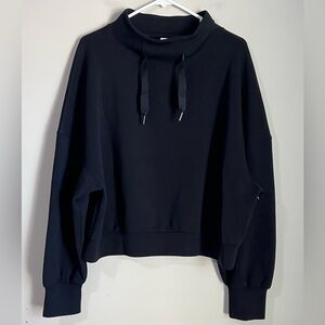 SPANX Air Essentials Funnel Neck Pullover Sweatshirt Mock Neck Black XL